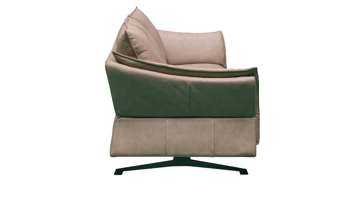 3-Seater Brown Leather Sofa with Attached Back Cushion