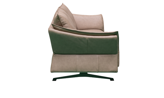 3-Seater Brown Leather Sofa with Attached Back Cushion