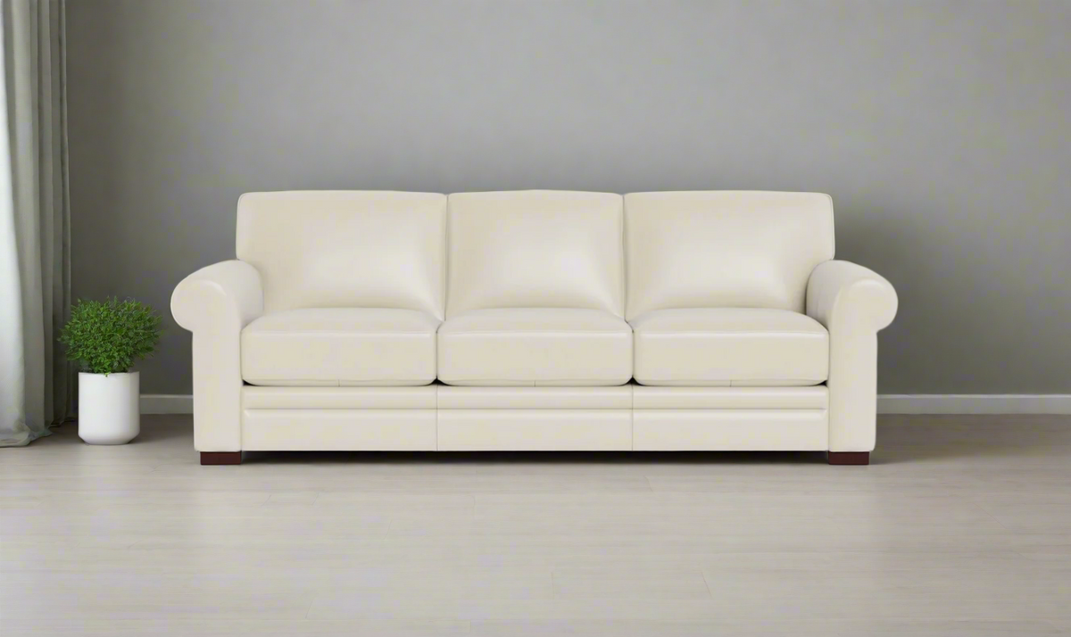 3-Seater Sofa in Waxy Pull-Up Leather with Classic Design