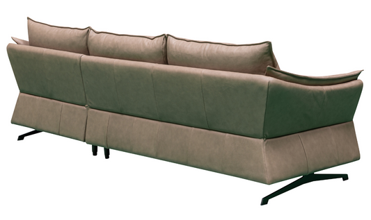 3-Seater Brown Leather Sofa with Attached Back Cushion