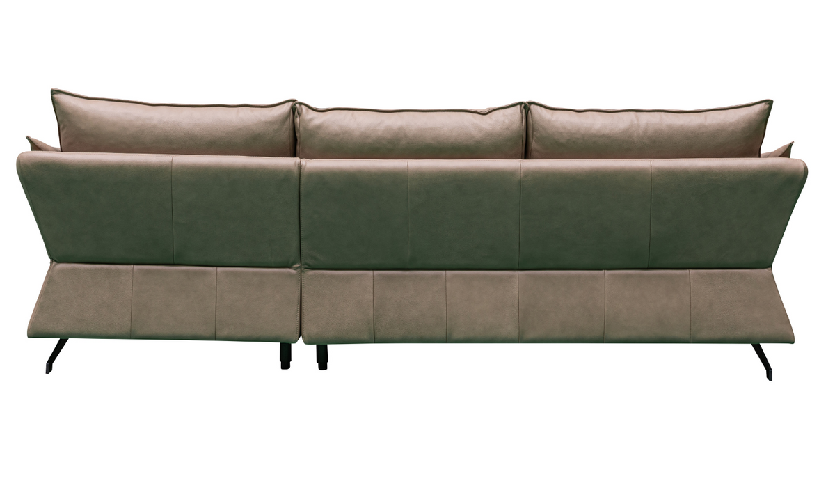 3-Seater Brown Leather Sofa with Attached Back Cushion