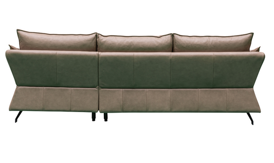 3-Seater Brown Leather Sofa with Attached Back Cushion