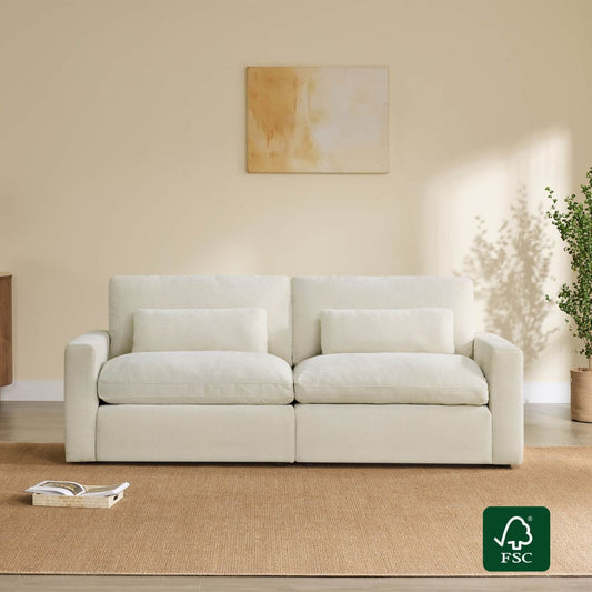 2-Seat Modular Sofa in Performance Fabric with Curved Arms