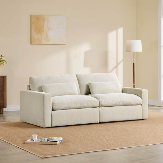 2-Seat Modular Sofa in Performance Fabric with Curved Arms