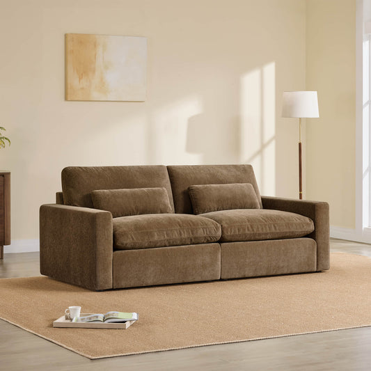 2-Seat Modular Sofa in Performance Fabric with Curved Arms