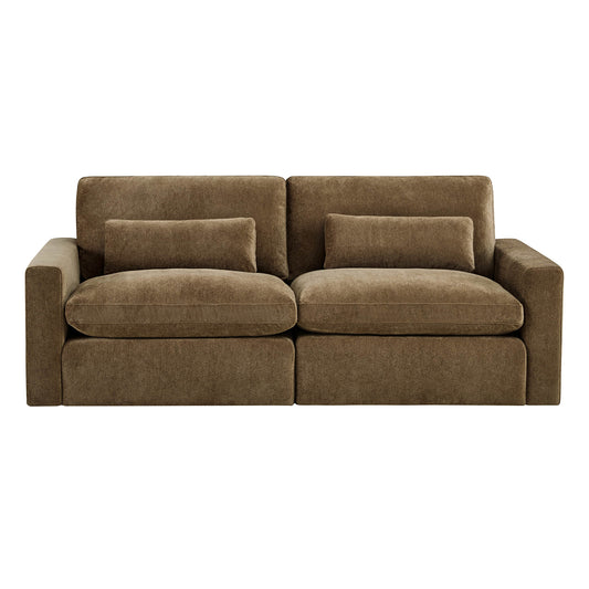 2-Seat Modular Sofa in Performance Fabric with Curved Arms