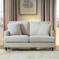 2-Seater Beige Velvet Sofa with Antique Brass Castor Legs