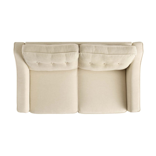 2-Seater Beige Woven Fabric Sofa with Slope Arms