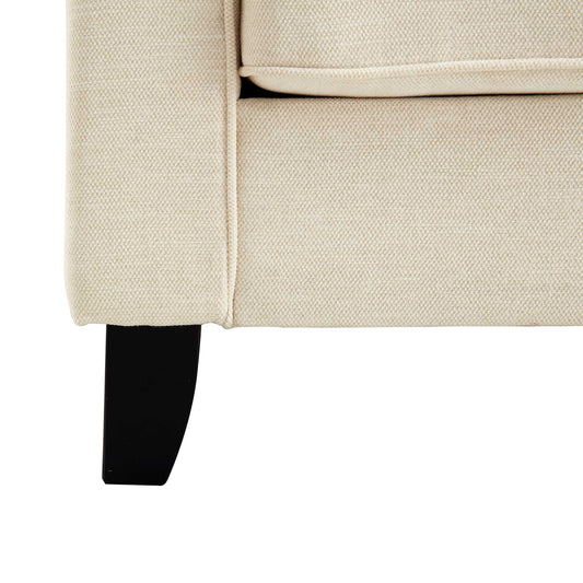 2-Seater Beige Woven Fabric Sofa with Slope Arms