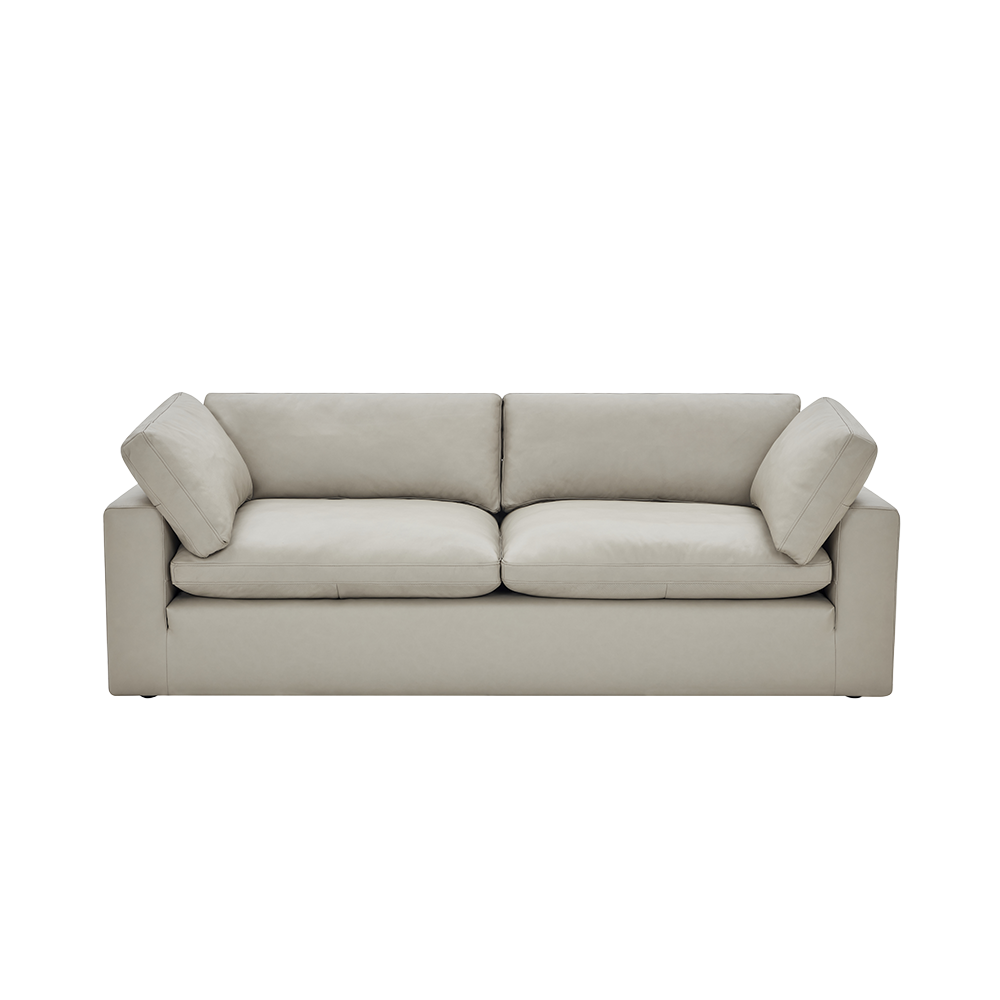 Leather 3 Seater Sofa in Mocha with Tufted Back