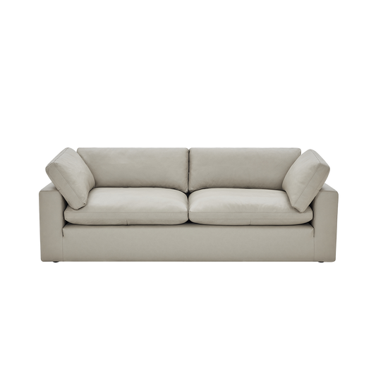 Leather 3 Seater Sofa in Mocha with Tufted Back