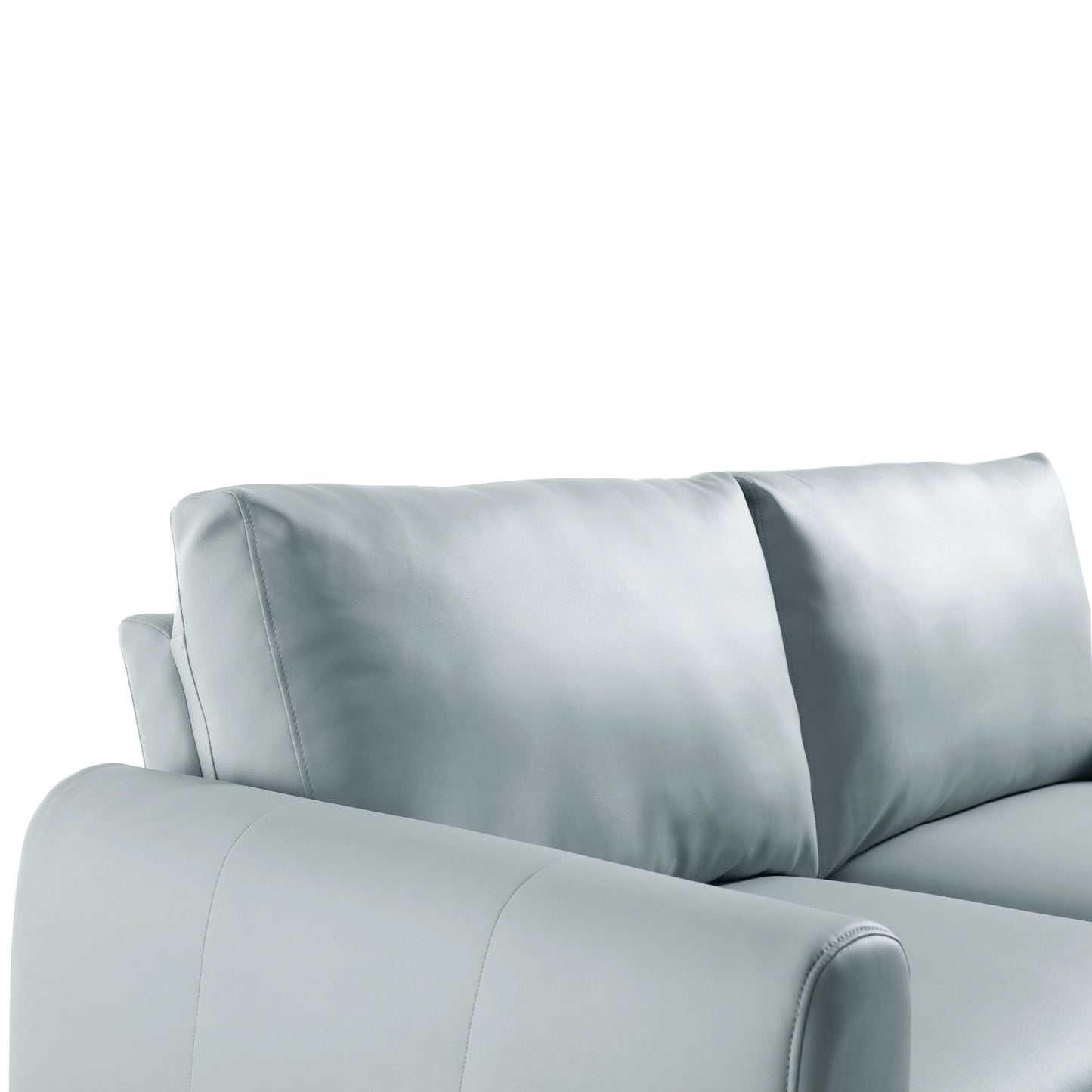 2-Seater Grey Faux Leather Sofa with Chrome Legs