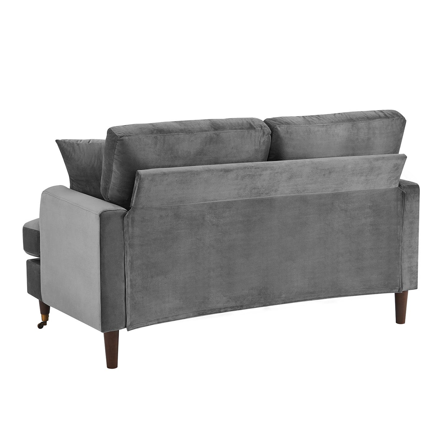 2-Seater Grey Velvet Sofa with Antique Brass Legs