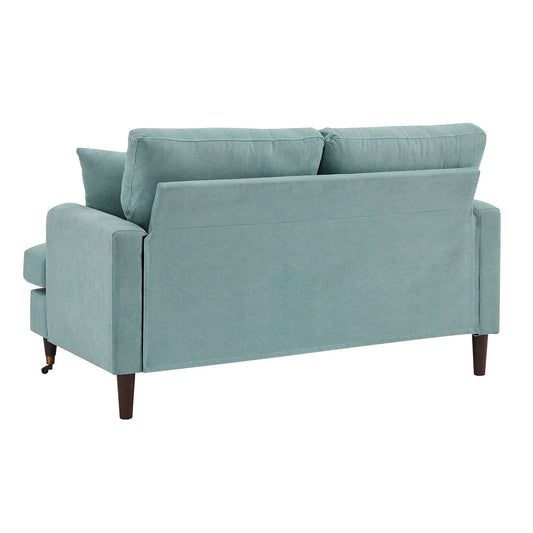 2-Seater Mint Soft Brushed Sofa with Antique Brass Legs