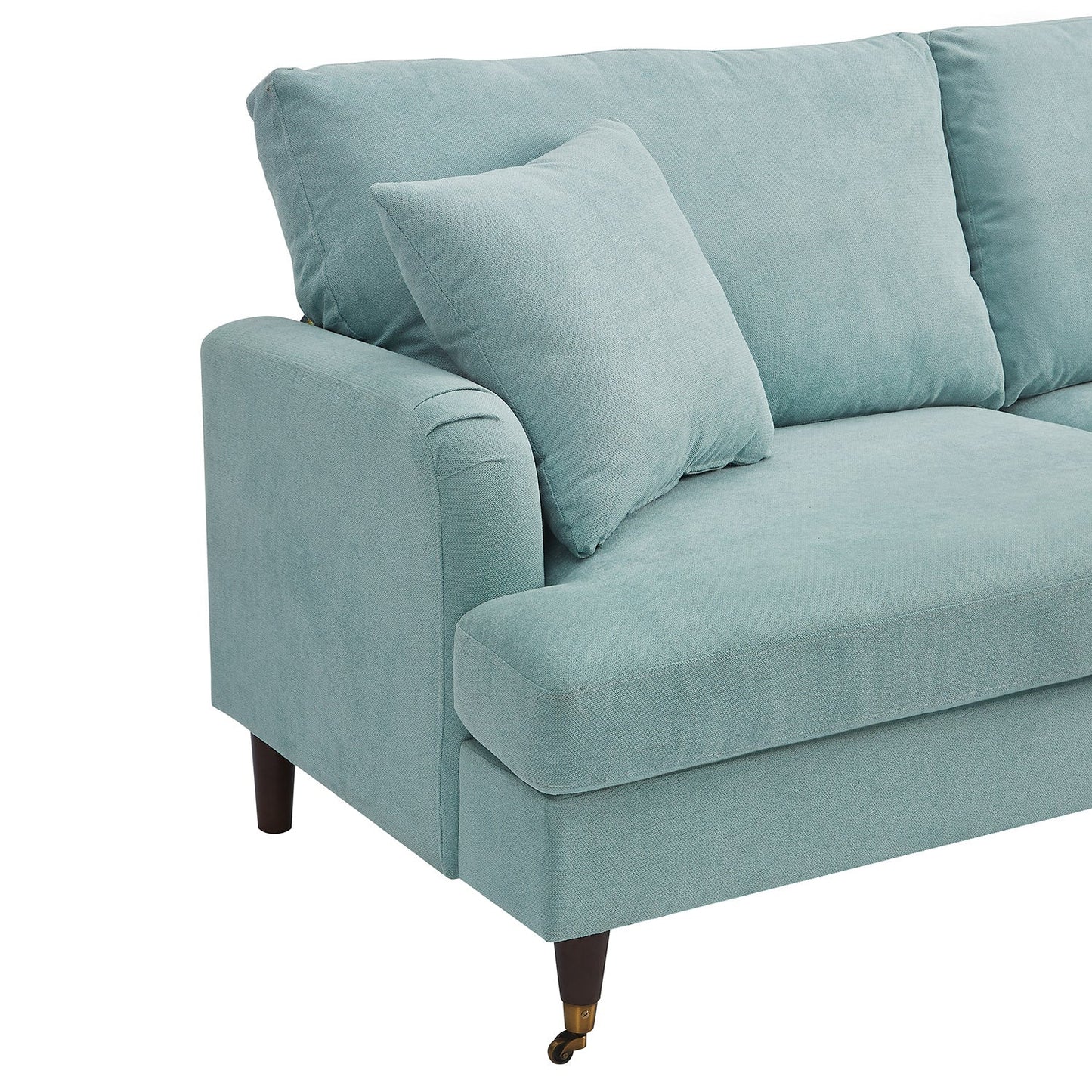 2-Seater Mint Soft Brushed Sofa with Antique Brass Legs