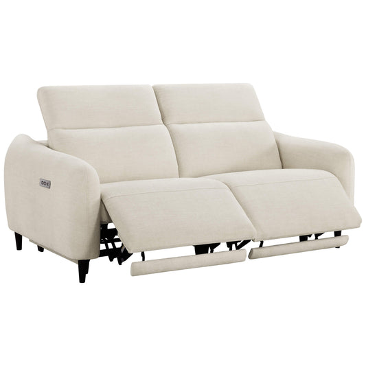 2-Seater Reclining Sofa in Soft Fabric with Power Headrest