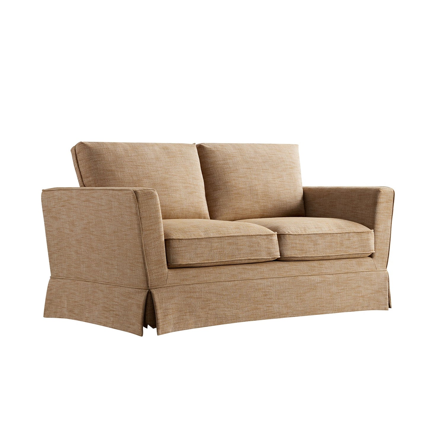 2-Seater Sofa in Apricot Linen Blend with Skirted Design