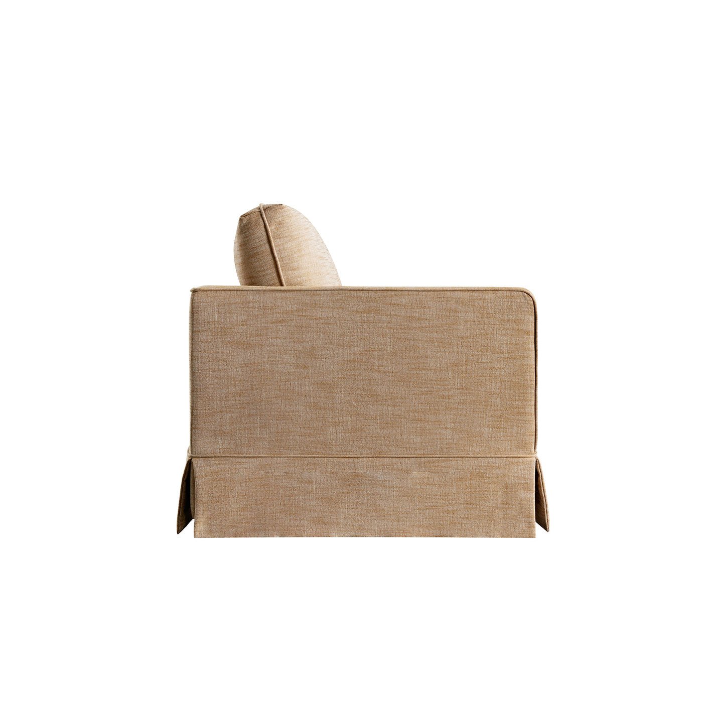 2-Seater Sofa in Apricot Linen Blend with Skirted Design