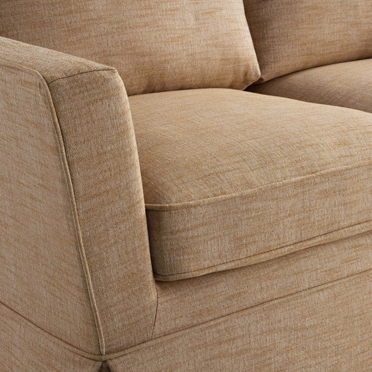 2-Seater Sofa in Apricot Linen Blend with Skirted Design