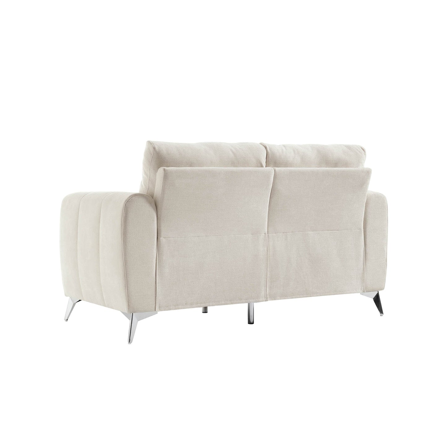2-Seater Sofa in Beige Woven Fabric with Chrome Legs