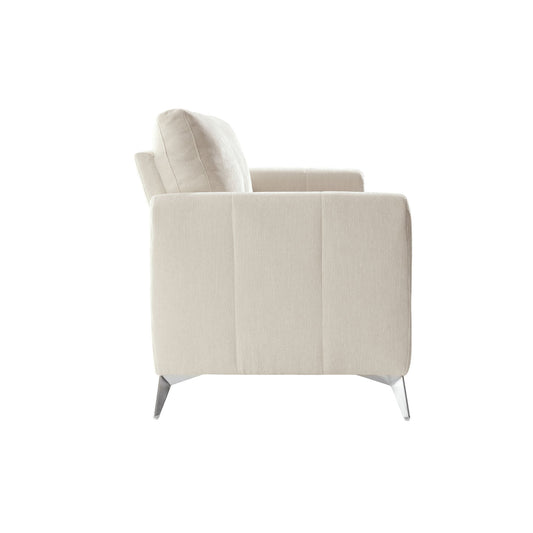 2-Seater Sofa in Beige Woven Fabric with Chrome Legs