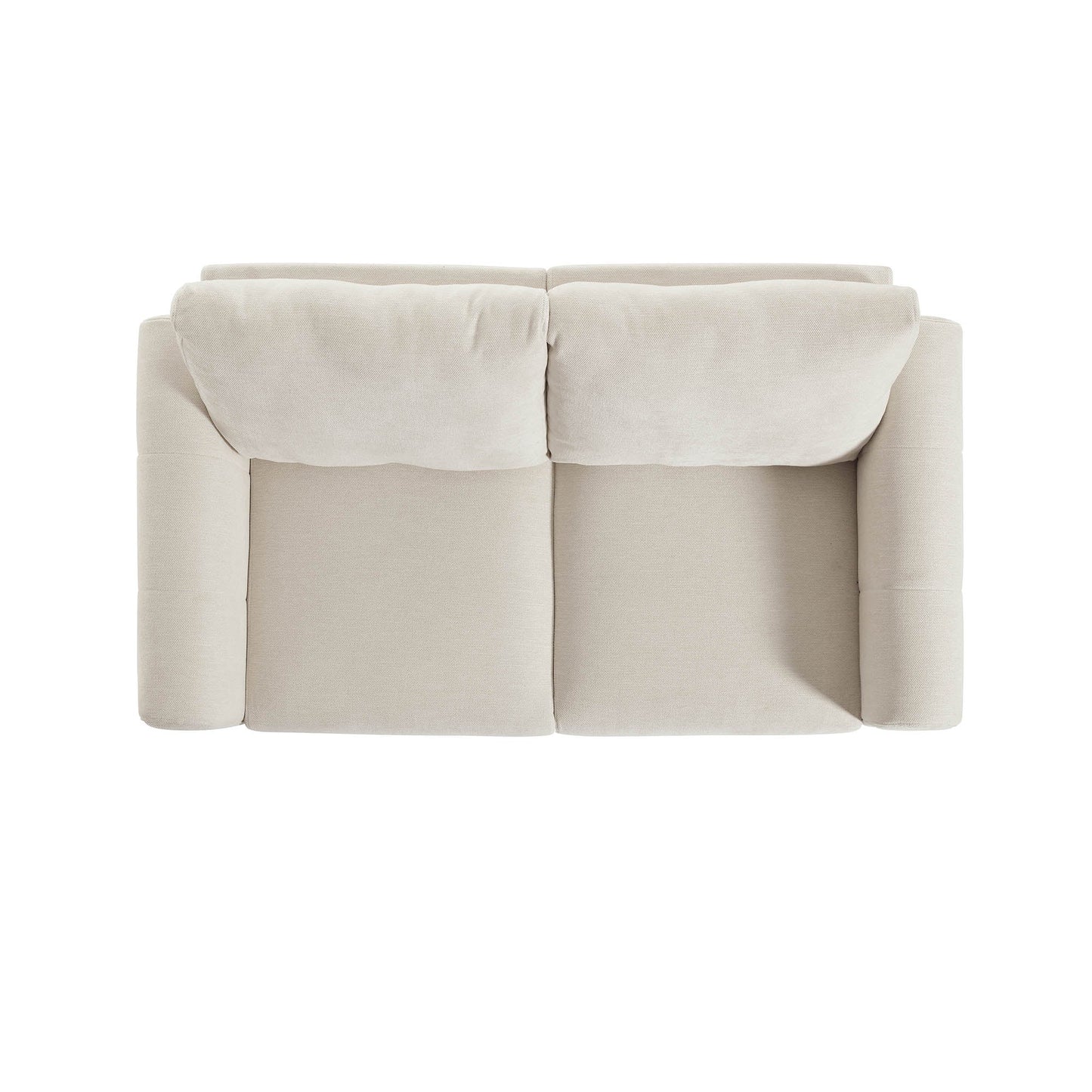 2-Seater Sofa in Beige Woven Fabric with Chrome Legs