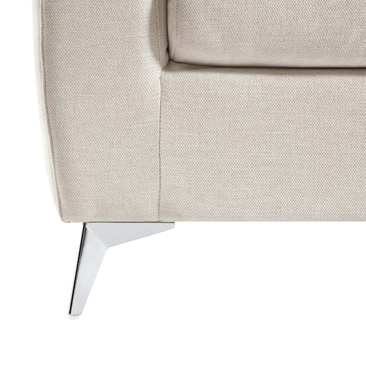 2-Seater Sofa in Beige Woven Fabric with Chrome Legs