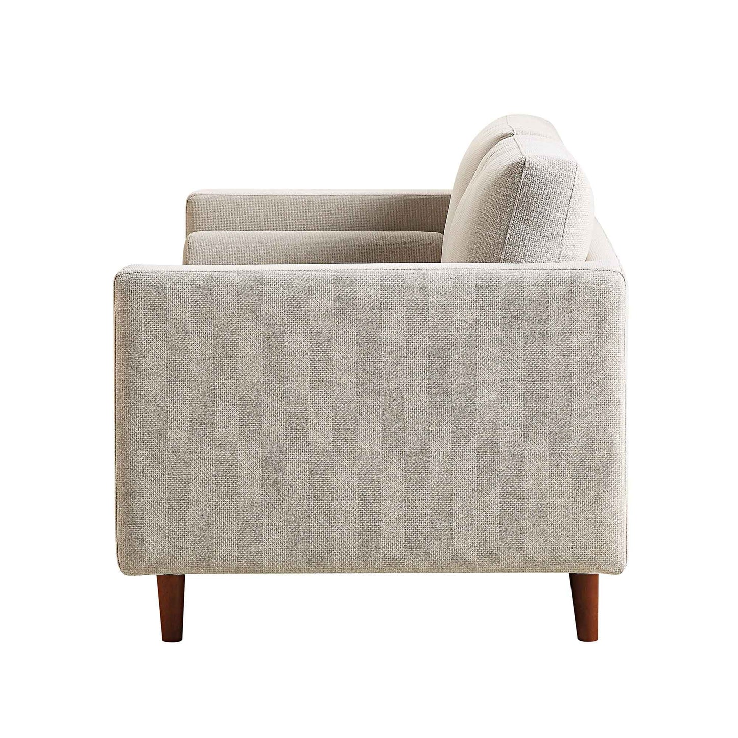 2-Seater Sofa in Beige Woven Fabric with Rounded Arms