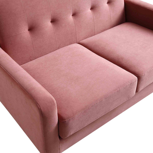 2-Seater Sofa in Blush Pink Velvet with Curved Arms