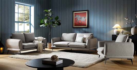 2-Seater Sofa in Grey Marl Fabric with Contemporary Design