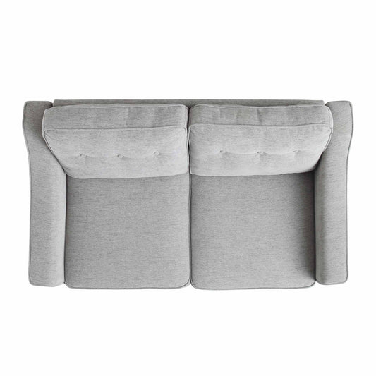 2-Seater Sofa in Grey Woven Fabric with Slope Arms