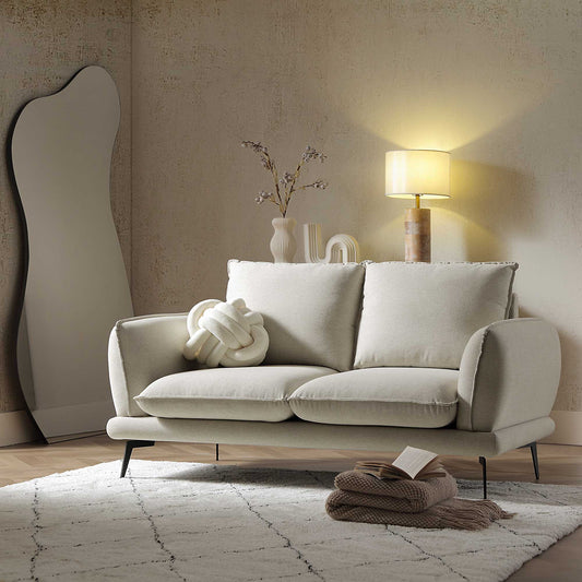 2-Seater Sofa in Oatmeal Fabric with Clean Lines