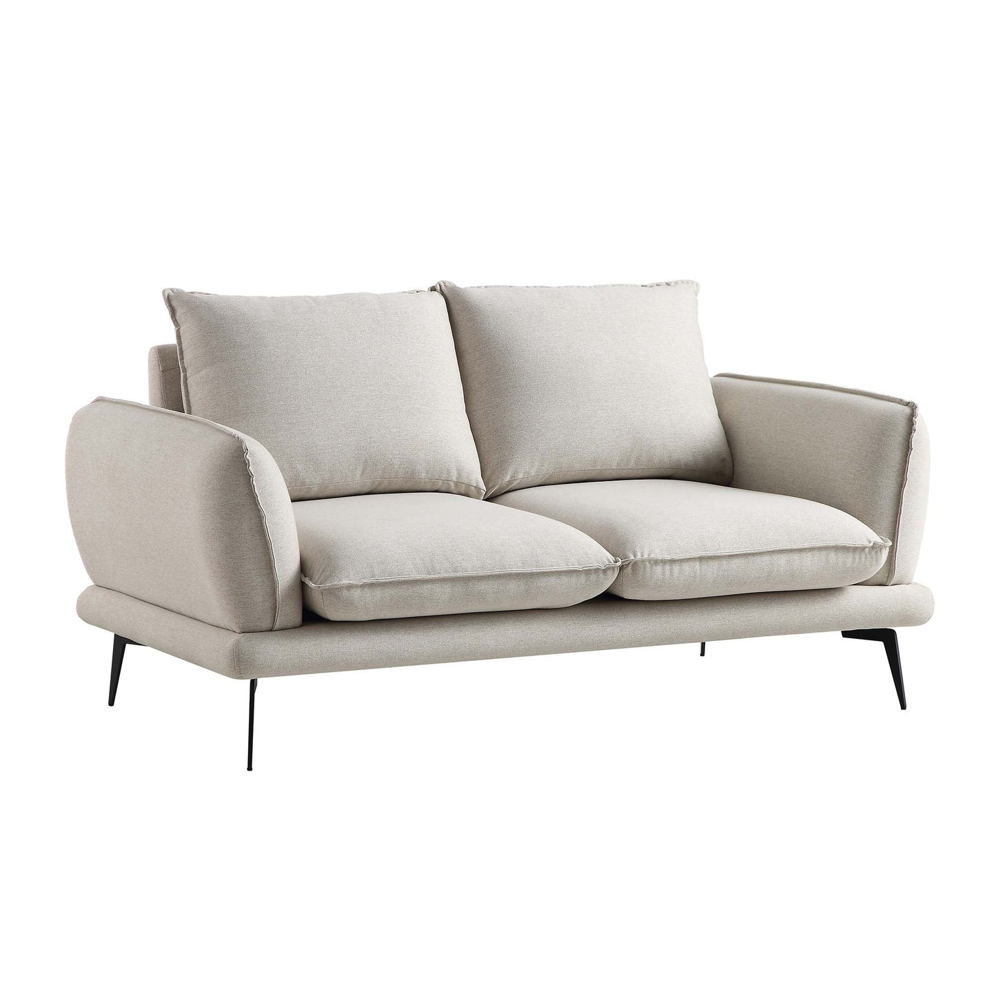 2-Seater Sofa in Oatmeal Fabric with Clean Lines