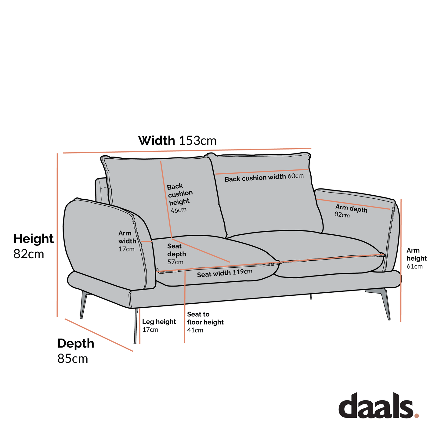 2-Seater Sofa in Oatmeal Fabric with Clean Lines