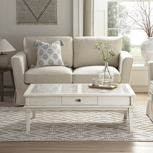 2-Seater Sofa in Oatmeal Linen with Skirted Design