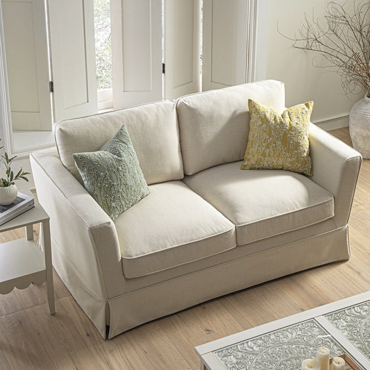 2-Seater Sofa in Oatmeal Linen with Skirted Design