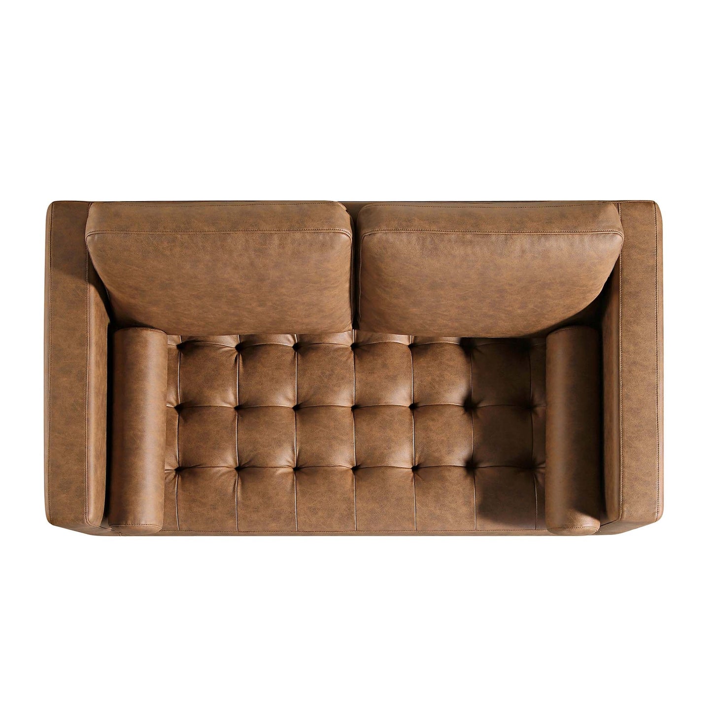 2-Seater Sofa in Tan Faux Suede with Contemporary Design