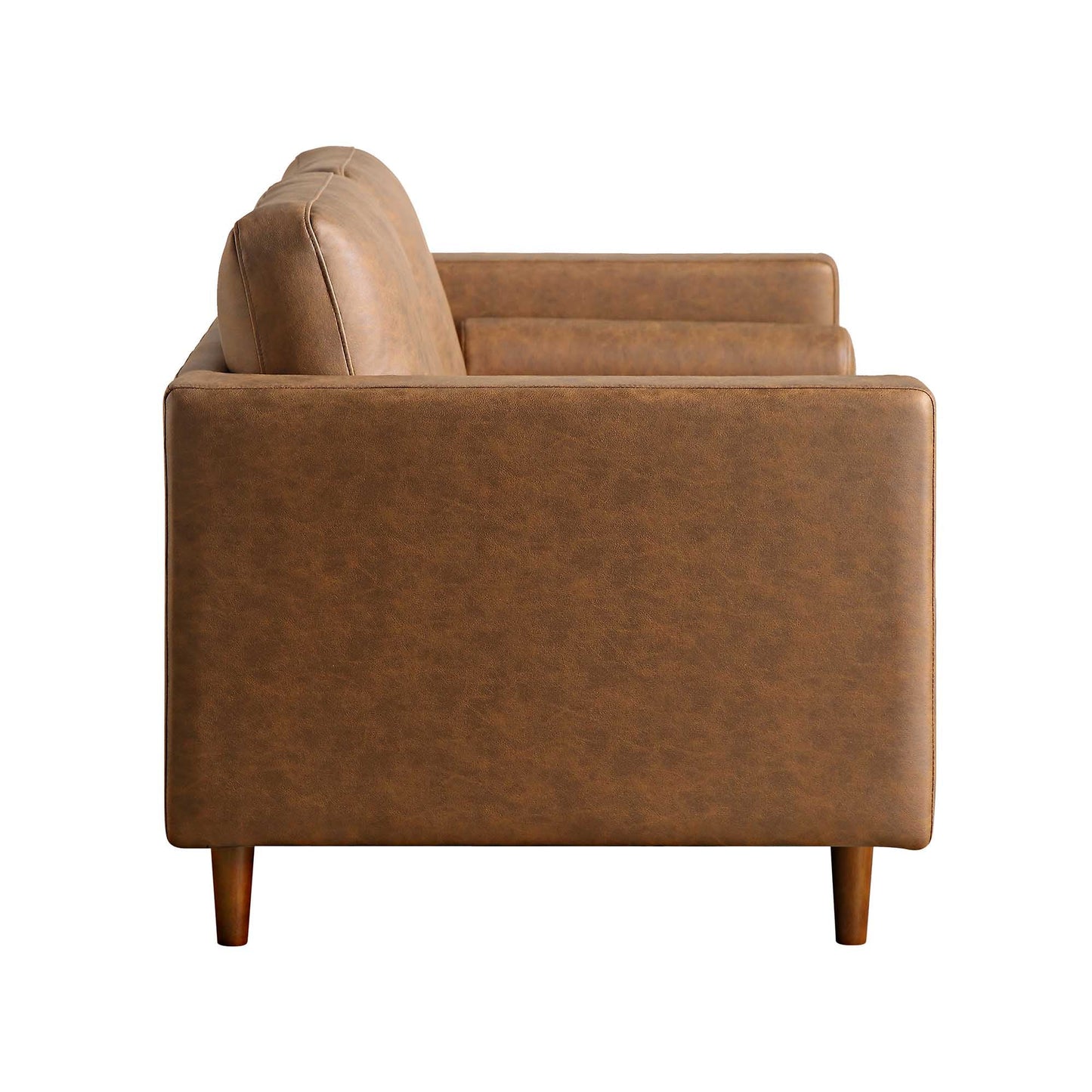 2-Seater Sofa in Tan Faux Suede with Contemporary Design