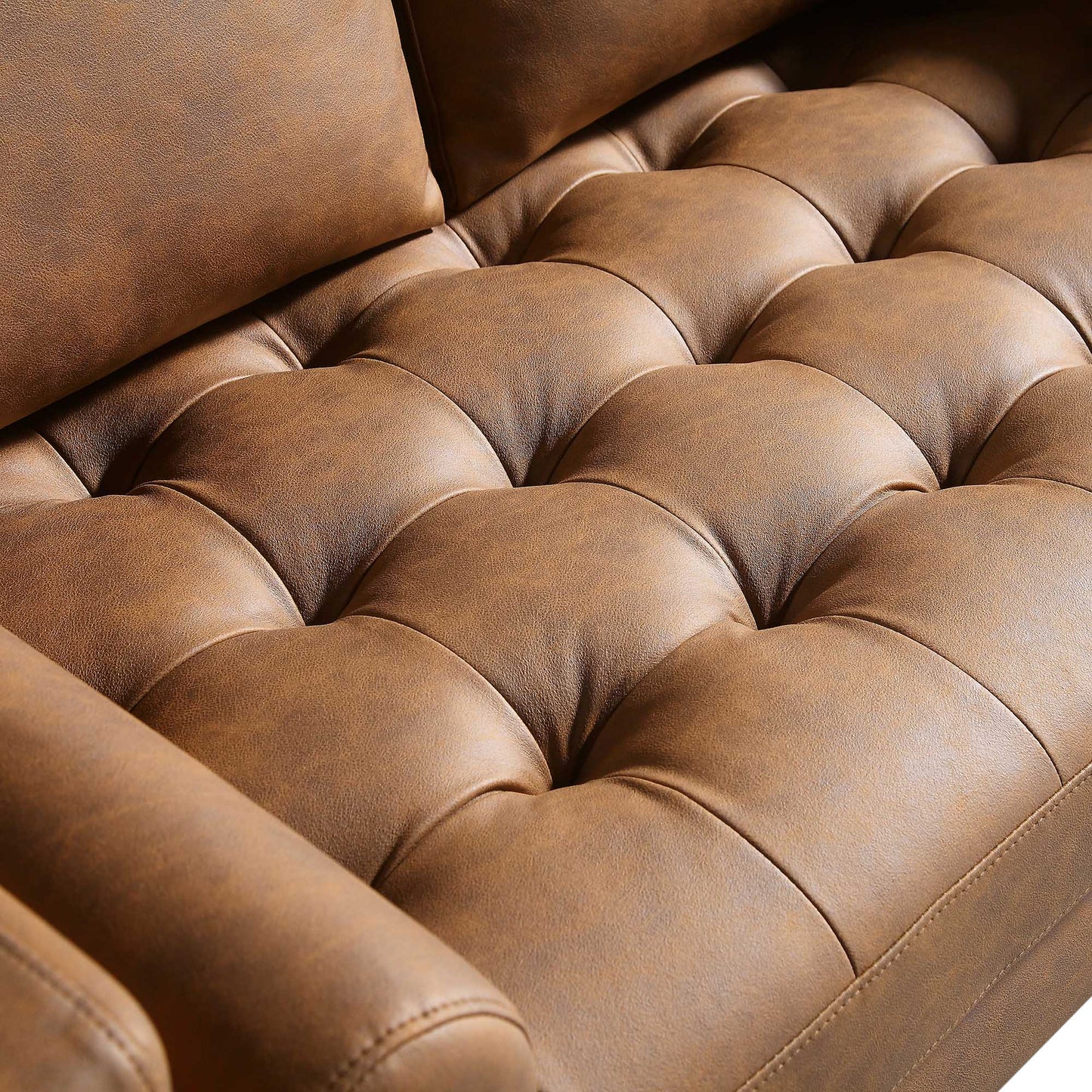 2-Seater Sofa in Tan Faux Suede with Contemporary Design