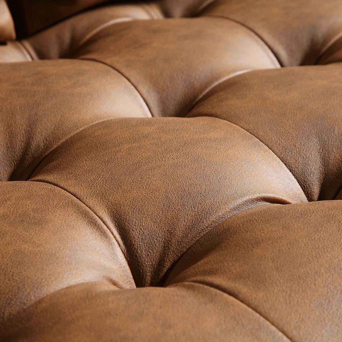 2-Seater Sofa in Tan Faux Suede with Contemporary Design