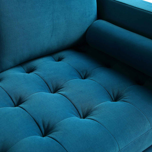 2-Seater Sofa in Teal Velvet with Elegant Curved Arms