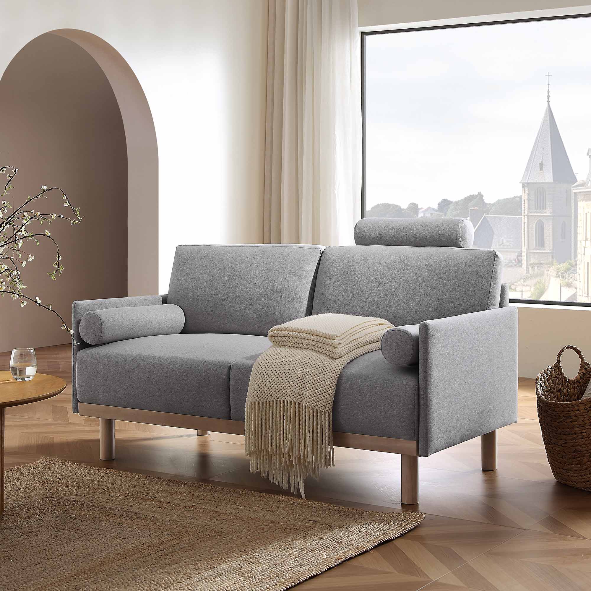 2-Seater Sofa in Timber Grey Marl Fabric