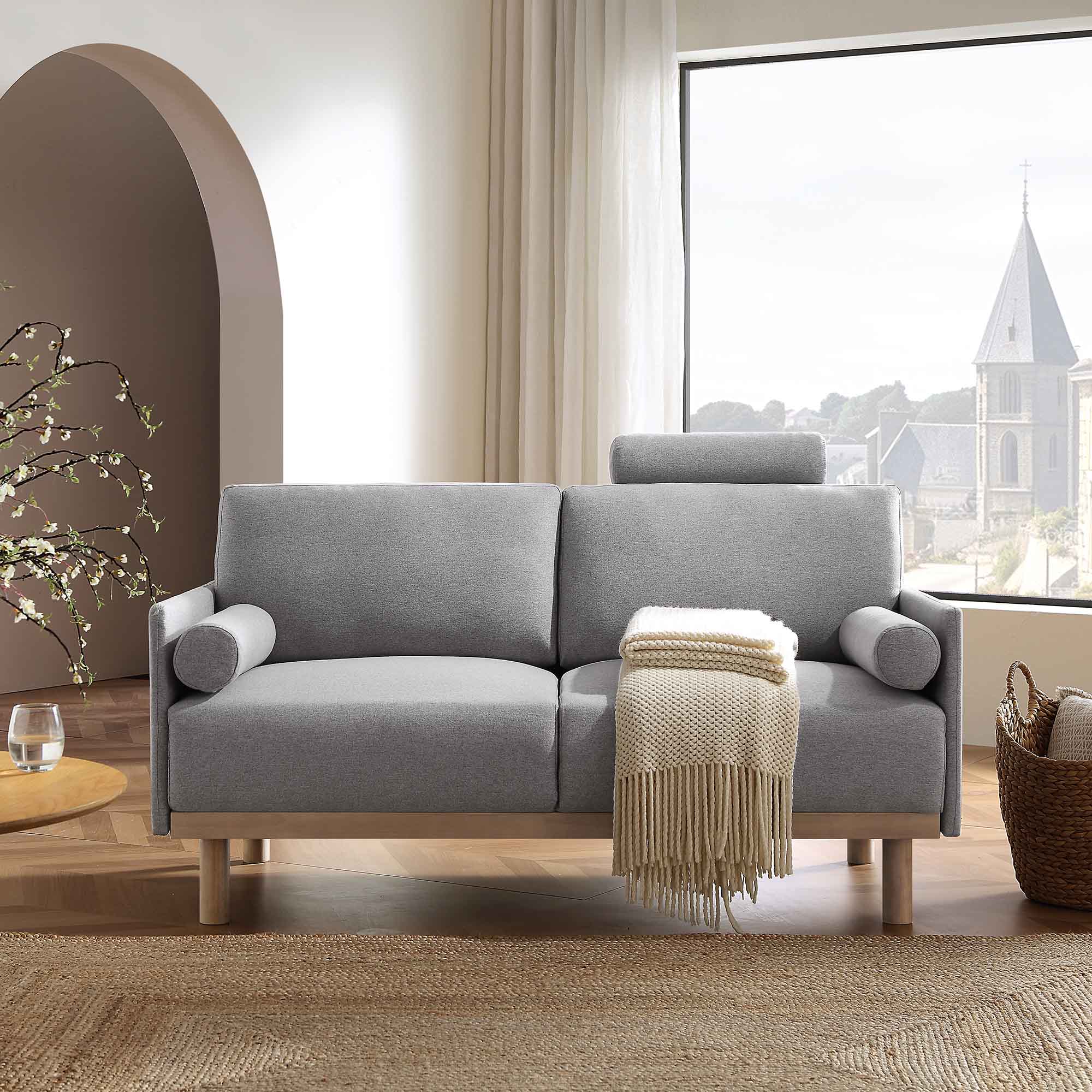 2-Seater Sofa in Timber Grey Marl Fabric