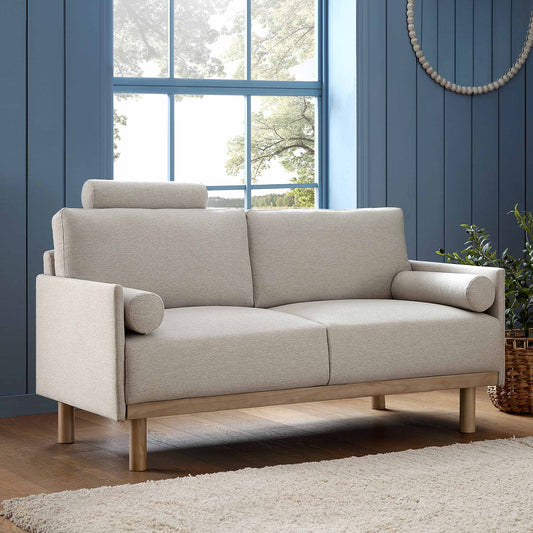 2-Seater Sofa in Timber Oatmeal Fabric