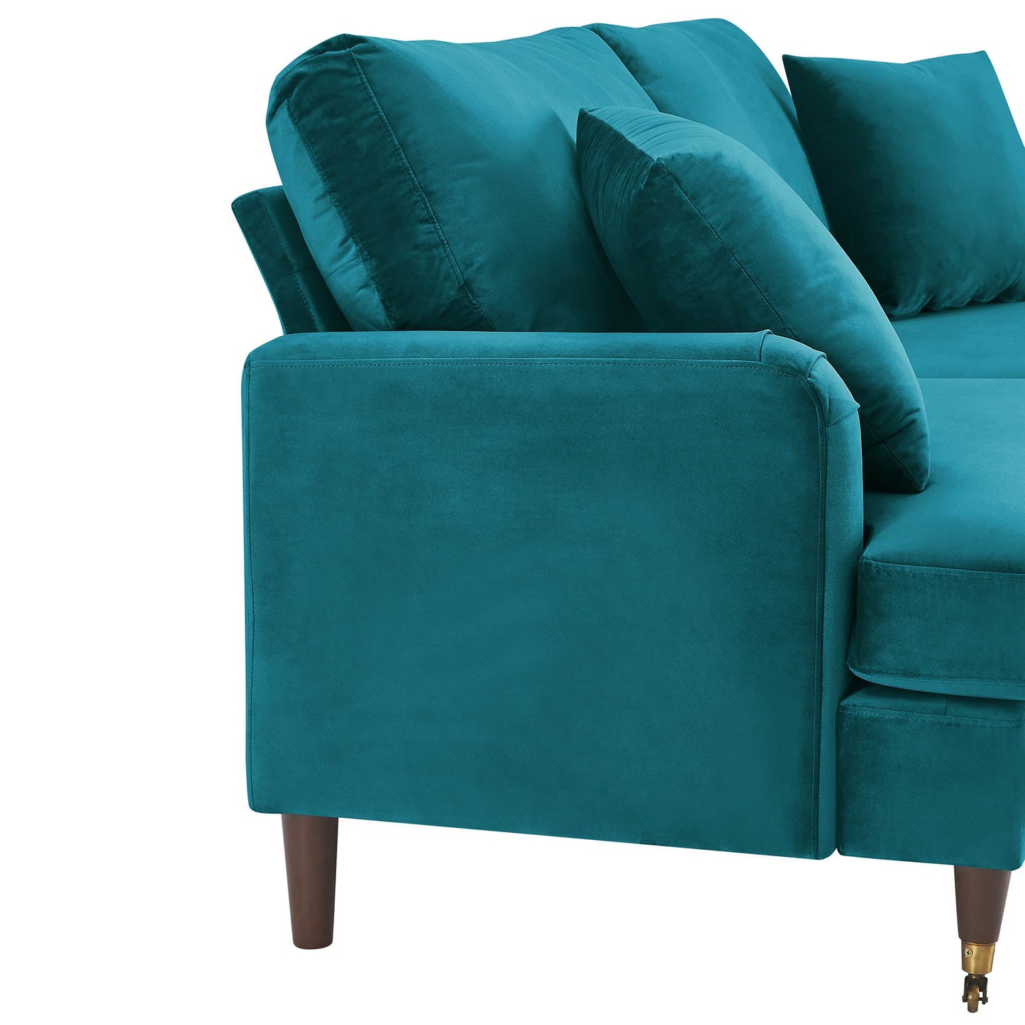 2-Seater Teal Velvet Sofa with Antique Brass Legs