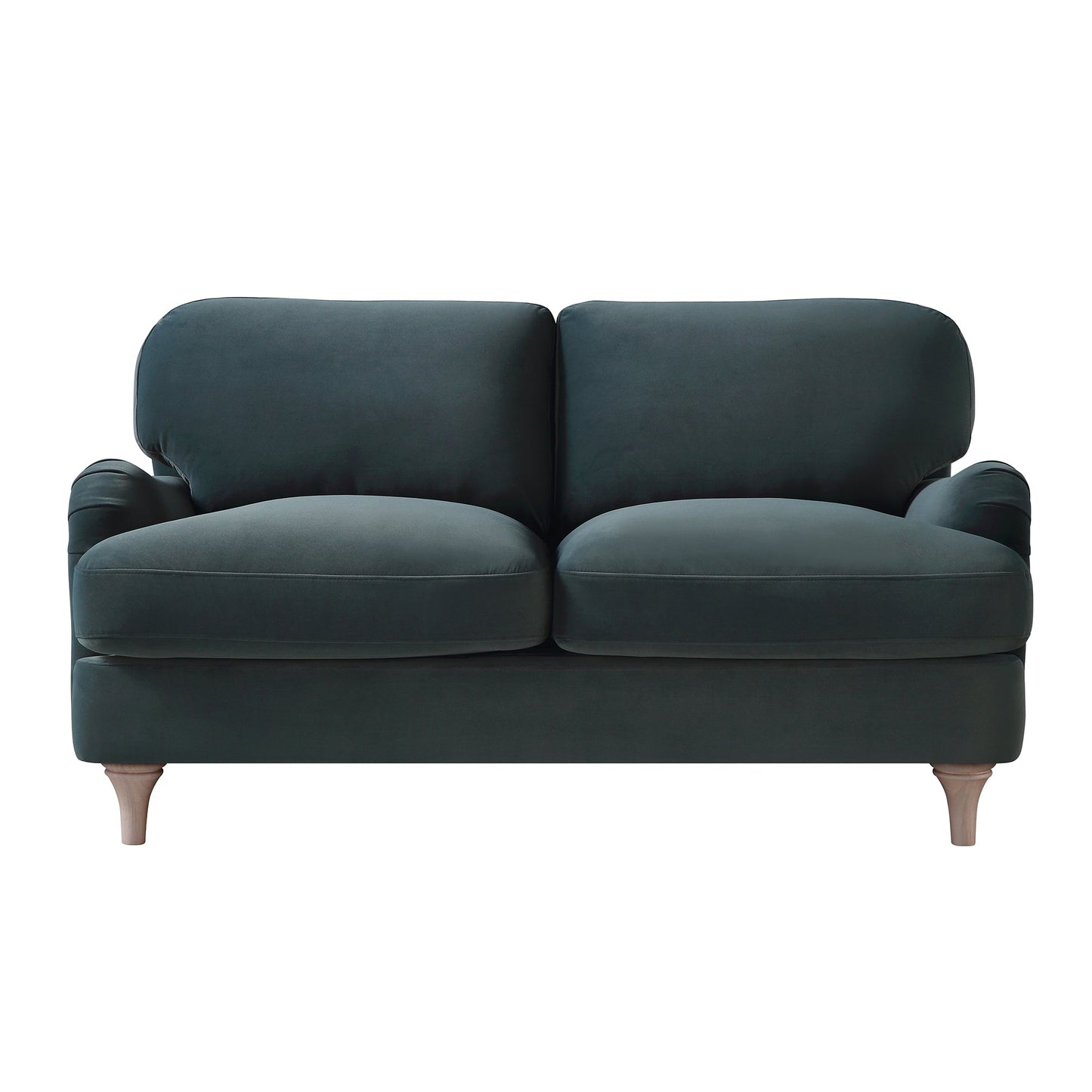 2-Seater Velvet Sofa in Aegean Blue with Sleek Lines