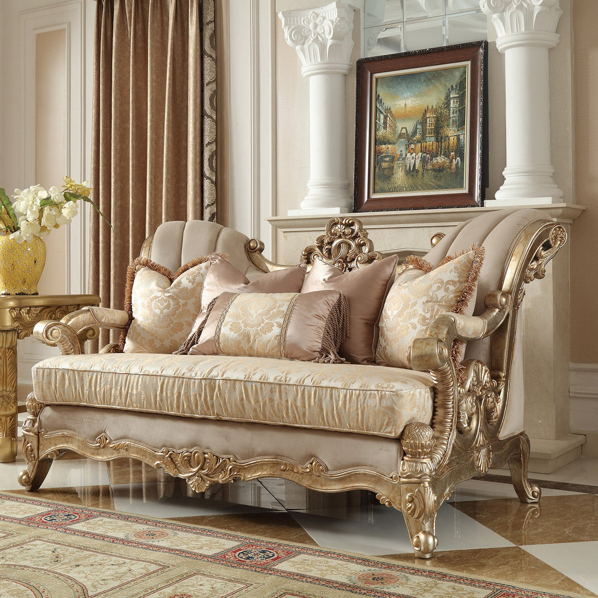 3-Seater Fabric Sofa in Beige with Modern Design