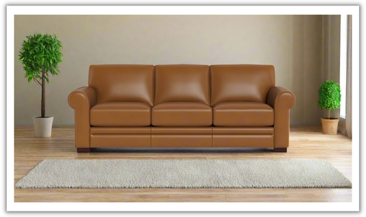 3-Seater Sofa in Waxy Pull-Up Leather with Classic Design