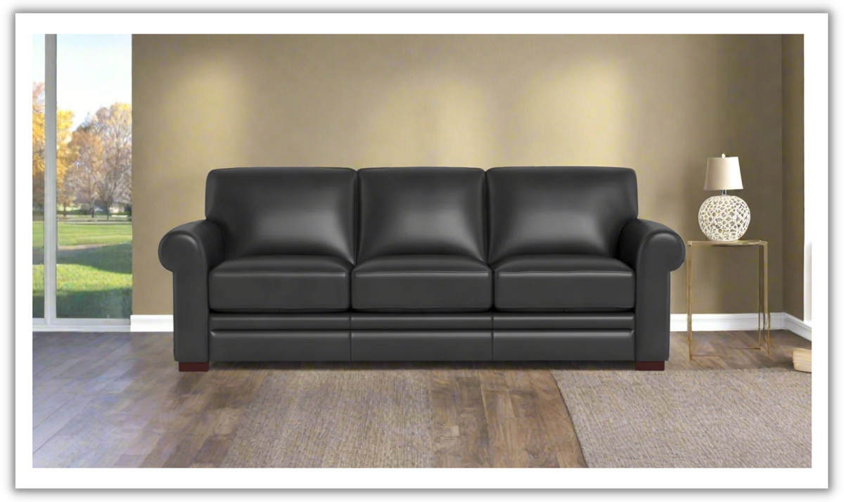 3-Seater Sofa in Waxy Pull-Up Leather with Classic Design