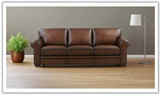3-Seater Sofa in Waxy Pull-Up Leather with Classic Design